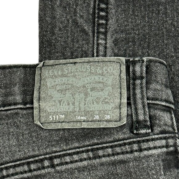 Levi's 511 Slim Distressed Black Wash Youth Size 16 Regular 28x28 - Picture 4 of 7